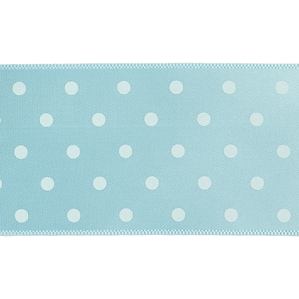 Baby Blue and White Polka Dot Satin Ribbon - 1.5