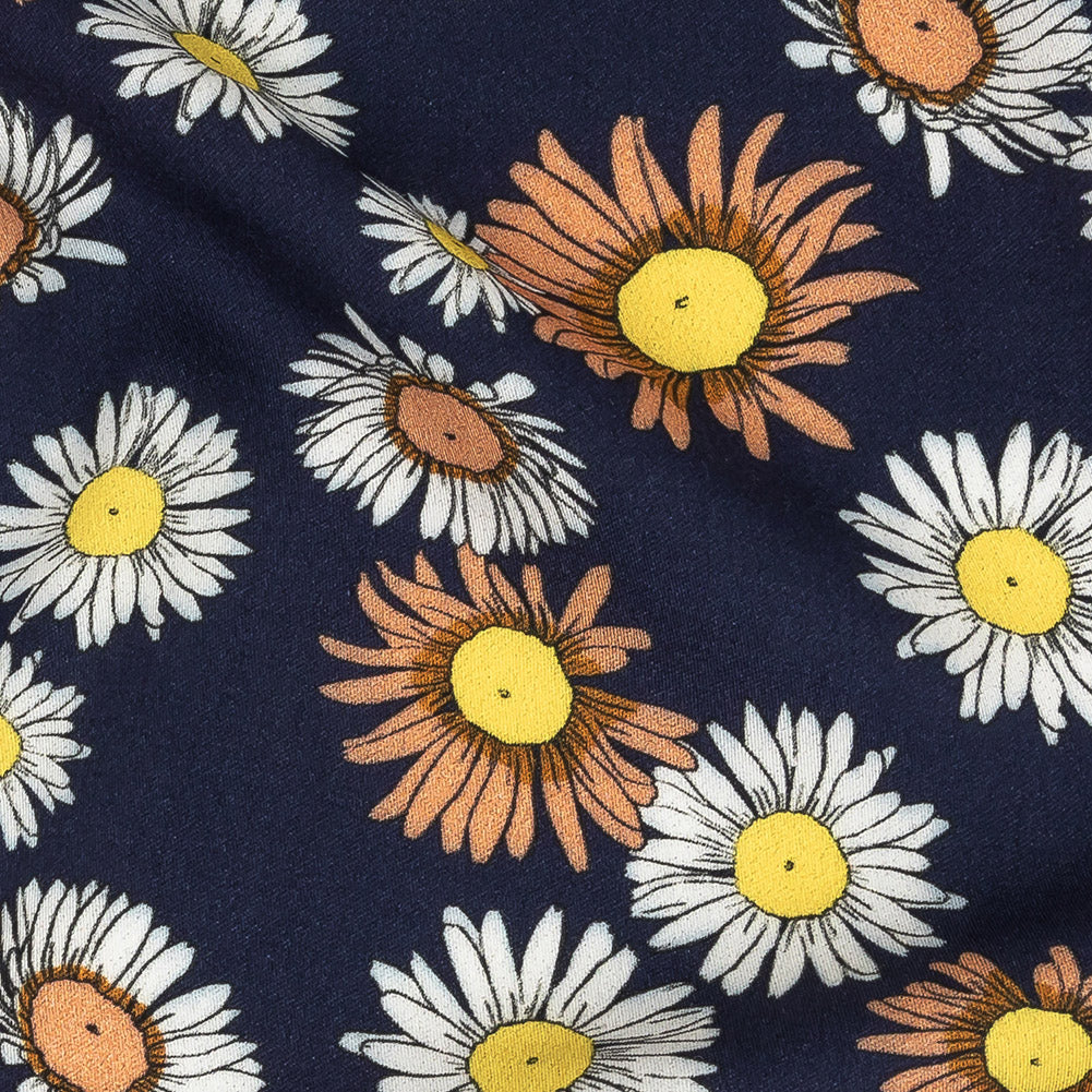 Rayon Batiste Print - Navy Floral - Mood Exclusive Navy Lazy Daisy Days - Joann Fabrics