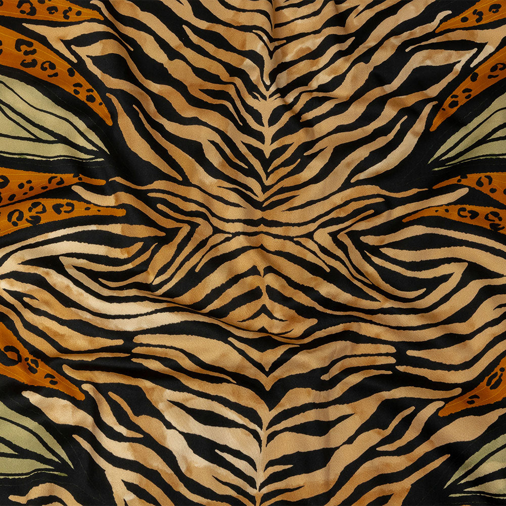 Stretch Cotton Sateen - Beige and Black Wings and Tiger Stripes - Wild Wonders Print - Mood Exclusive Rockland Collection - Joann Fabrics