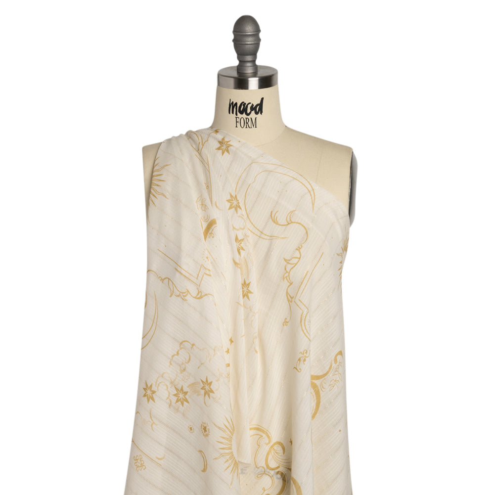 Mood Exclusive Cream Endless Diamond Sky Metallic Pinstriped Viscose Dobby - Joann Fabrics