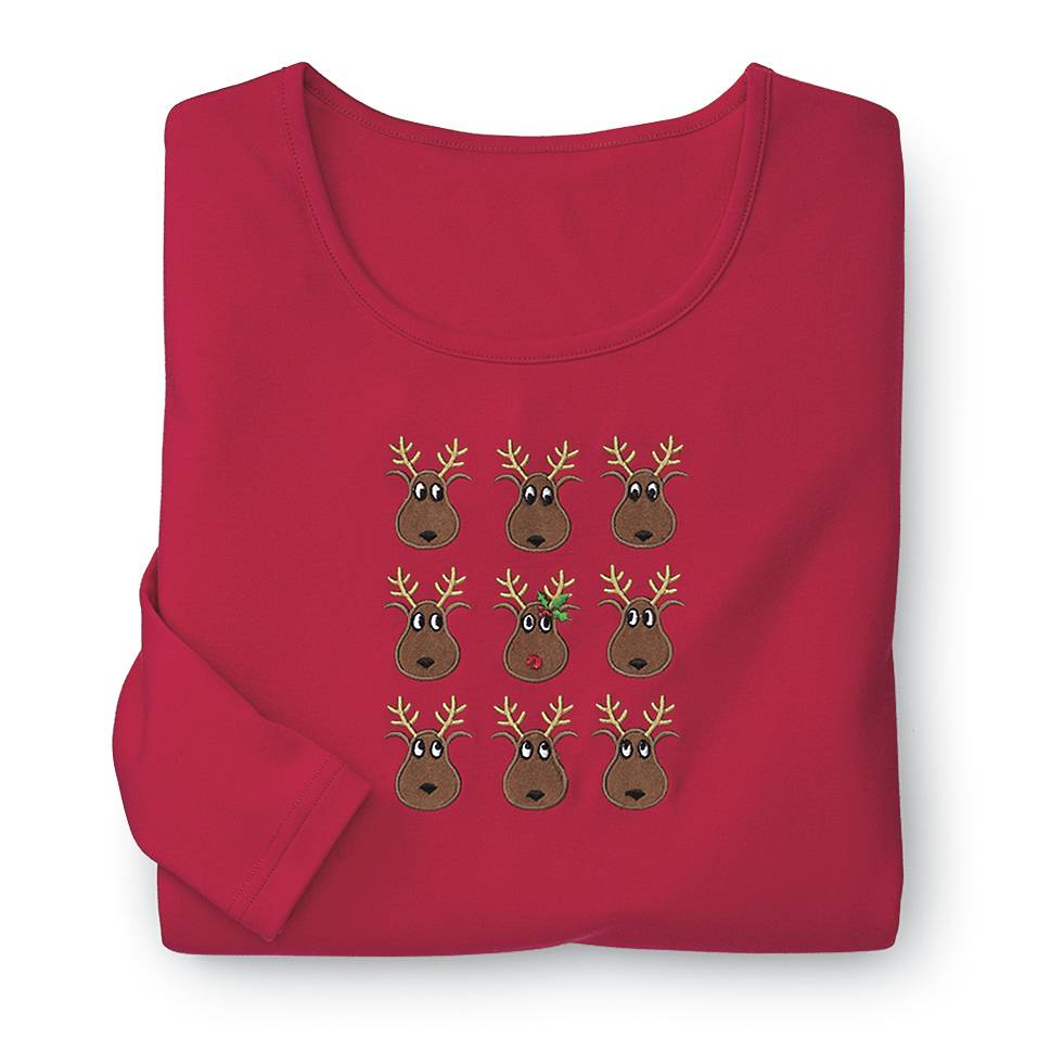 Reindeer Holiday Spirit Knit Top - Northstyle Catalog