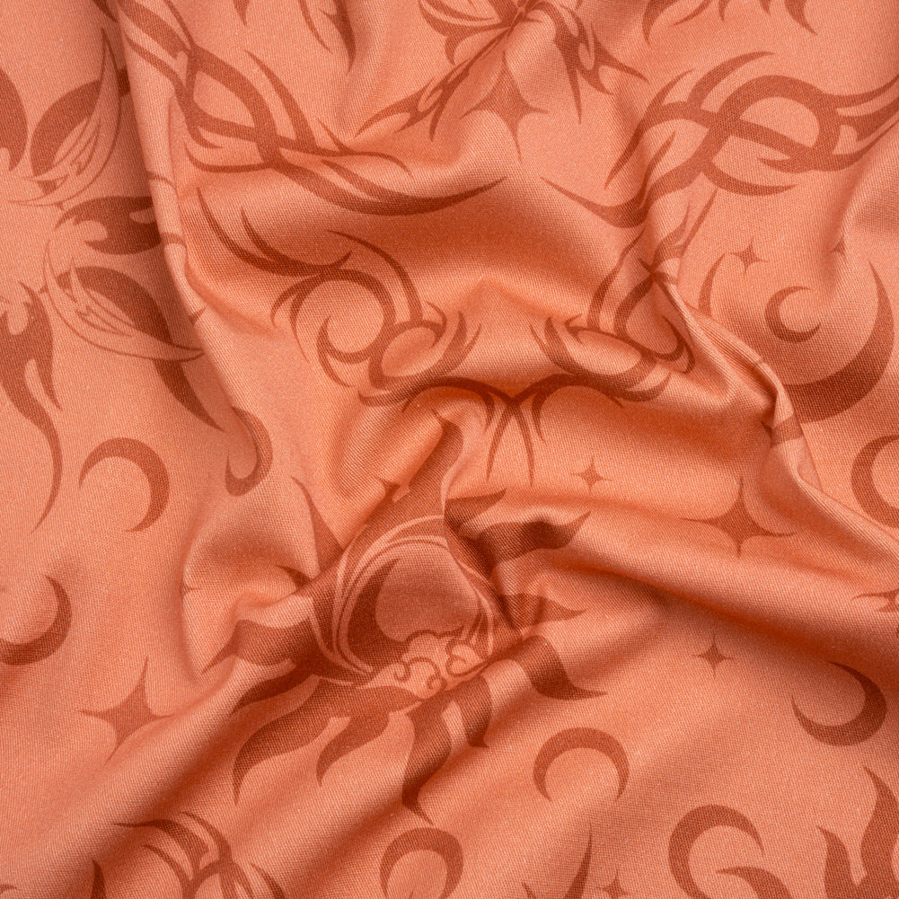 Stretch Cotton Twill Print - Orange Classic Tattoo Motifs - Mood Exclusive Totally Starstruck - Joann Fabrics