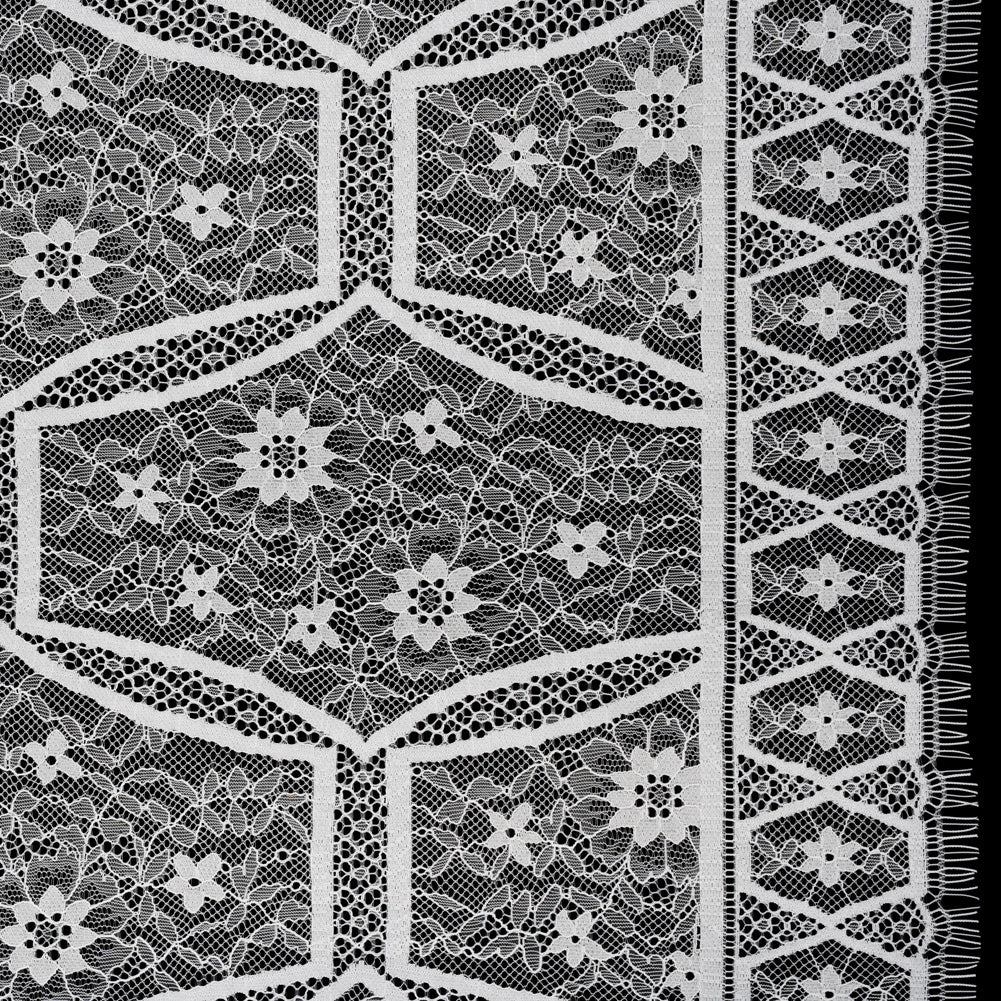 Raschel Lace Panel with Finished Edges - Ivory Geometric and Floral - Joann Fabrics