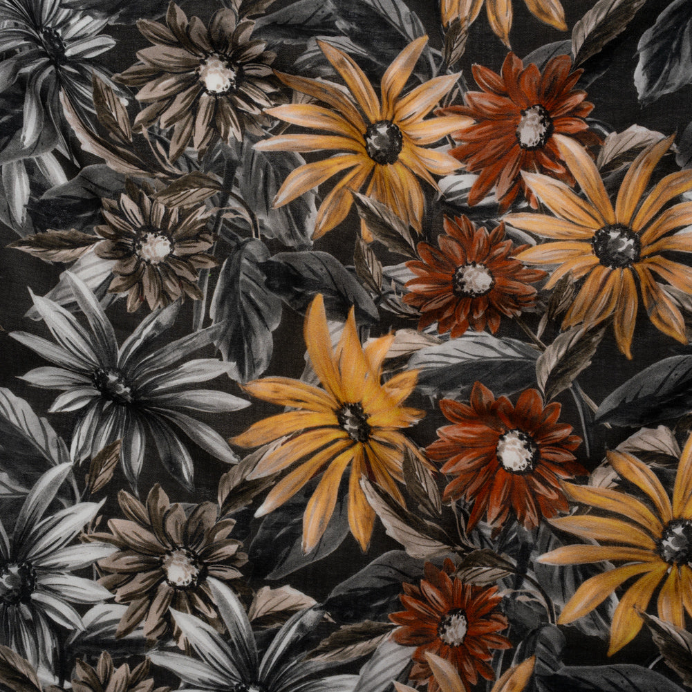 Cotton Crepe - Gray, Yellow and Red Florals - Mood Exclusive Fated Florals Print - Joann Fabrics