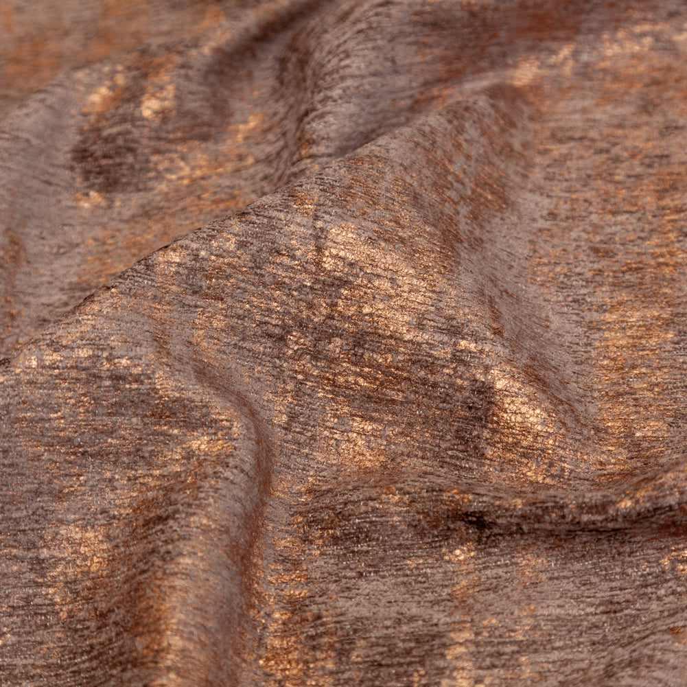 Brown Polyester Chenille with Metallic Bronze Foil - Joann Fabrics