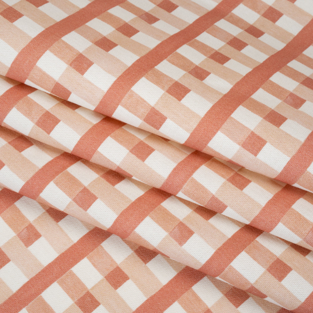 Cotton and Linen Canvas Print - Raspberry Geometric Block Stripes - British Imported - Joann Fabrics