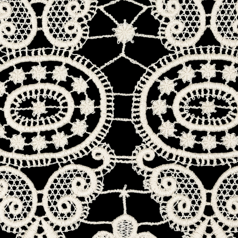 Eggnog Medallions and Leaves Guipure Lace Trim - 10