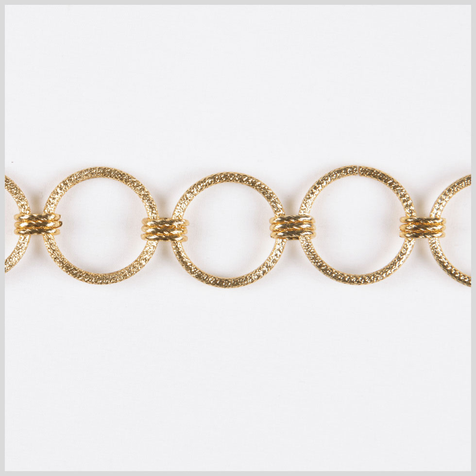 Gold Textured Circles Metal Chain - 1.25