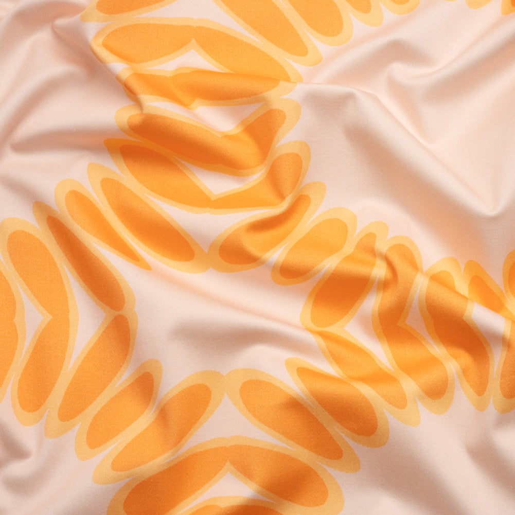 Stretch Cotton Sateen - Orange Leafy Circles - Ripple Effect Print - Mood Exclusive Marigold Collection - Joann Fabrics