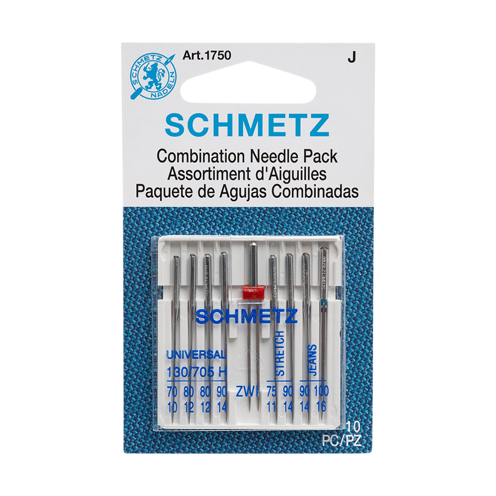 Schmetz Machine Needles Combination Pack - Universal, Stretch and Denim Assorted Sizes - 9 ct - Joann Fabrics