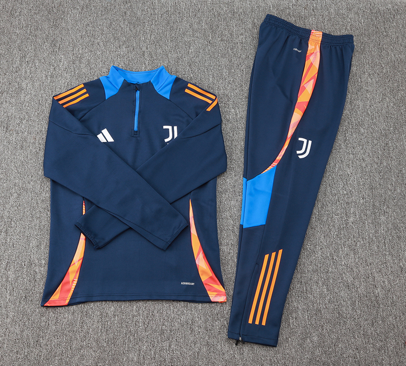 2024/2025 Juventus Half-Pull Training Suit Royal Blue Football Shirt 1:1 Thai Quality Set