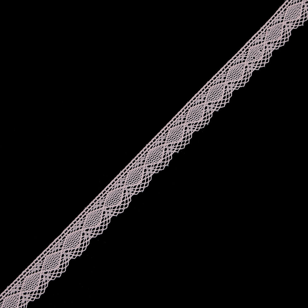 European Pink Crochet Lace Cotton Trim with Scalloped Edge - 3/4