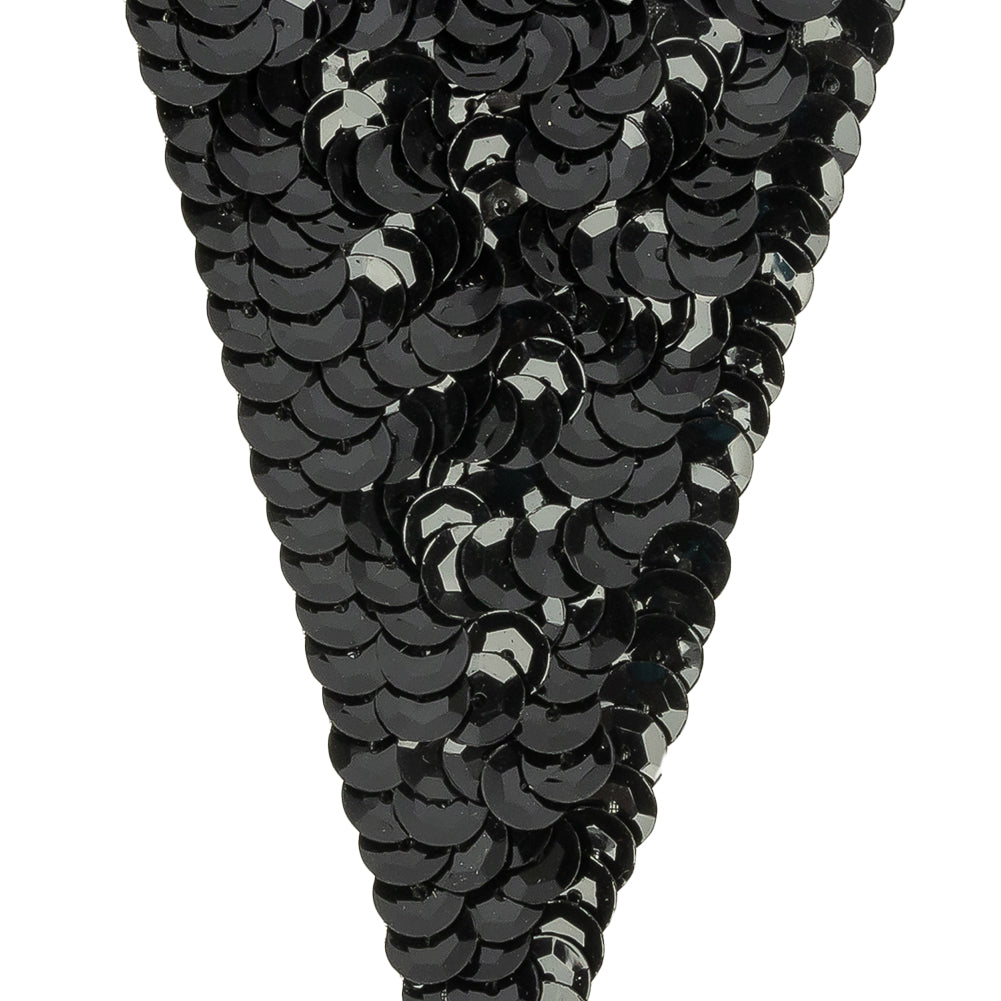 Vintage Black Diamond Sequined Applique - 5.375