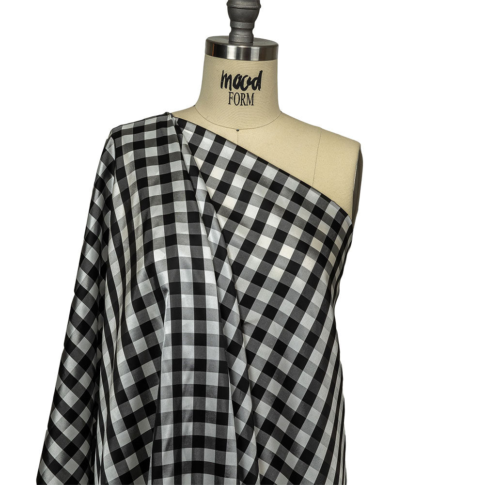 Black and Brilliant White White Gingham Acetate Twill Lining - Joann Fabrics