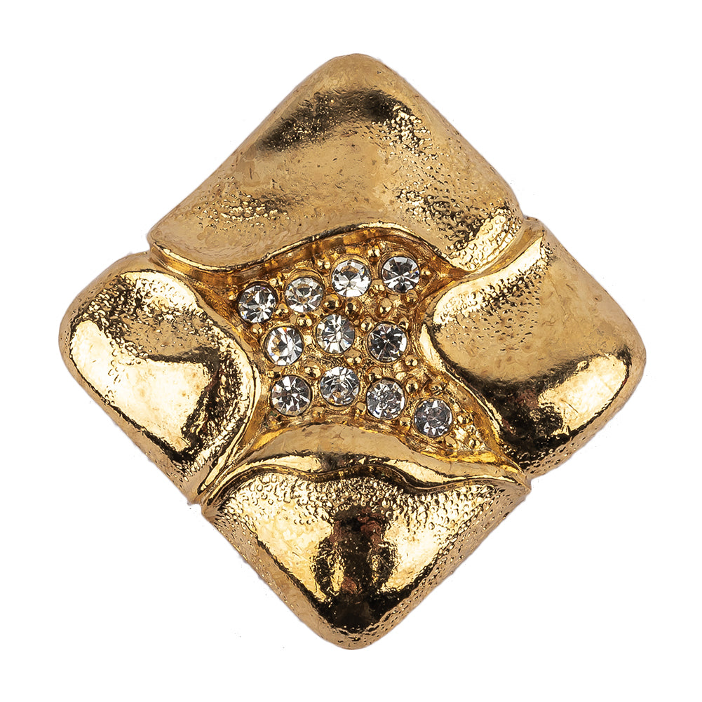 Vintage Swarovski Clustered Crystal Rhinestones and Gold Metal Square Shank Back Button - 58L/37mm - Joann Fabrics