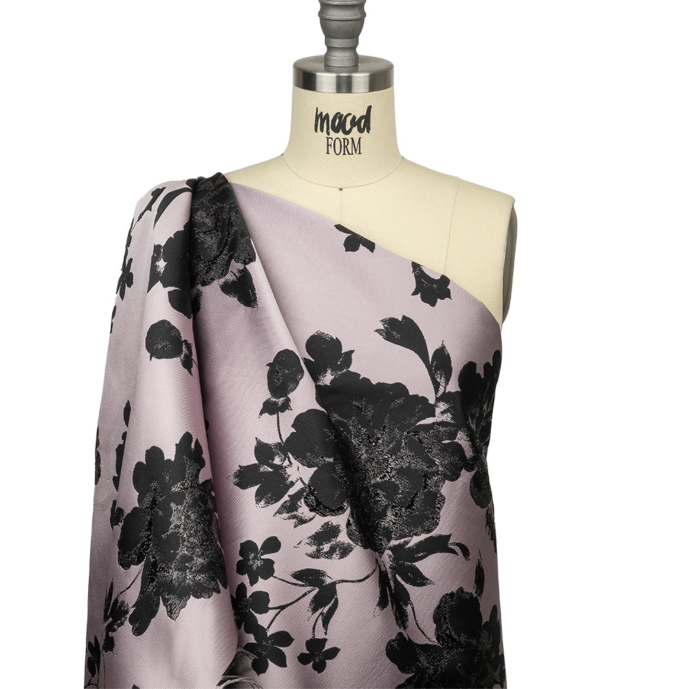 Metallic Black and Orchid Floral Luxury Brocade - Joann Fabrics