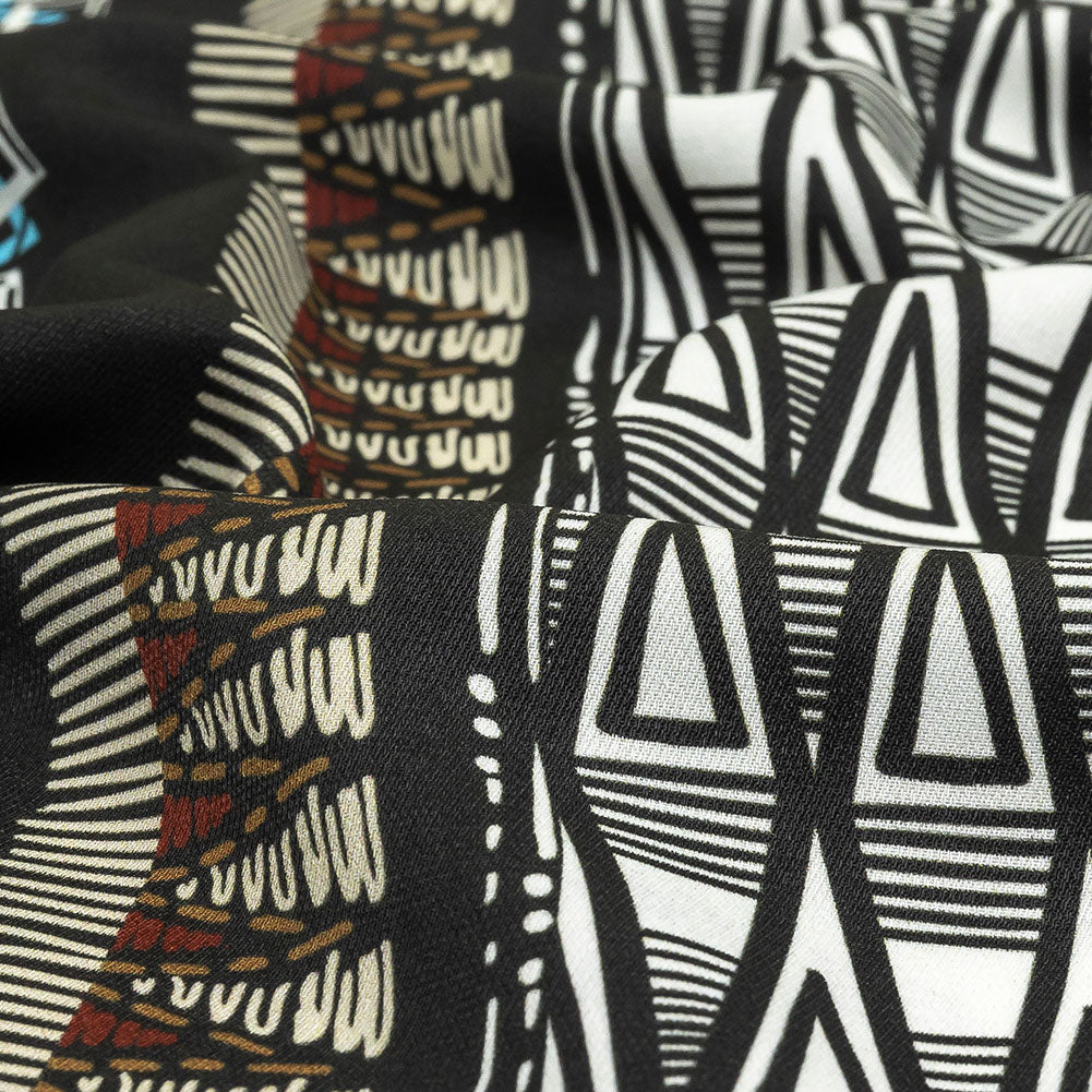 Fluid Polyester Twill Print - Blue and White Geometric Stripes - Mood Exclusive Hypatia - Joann Fabrics