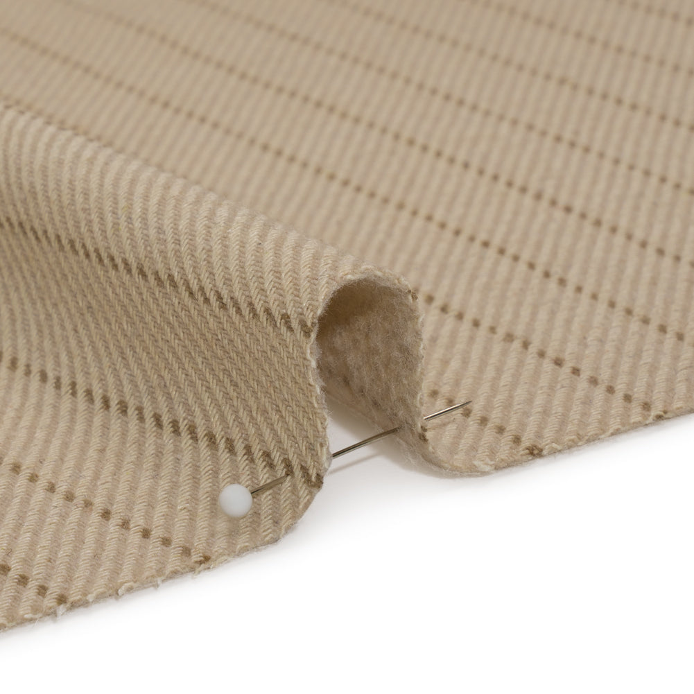 Brushed Wool Blend Twill - Beige and Brown Chalk Stripes - Deadstock - Joann Fabrics