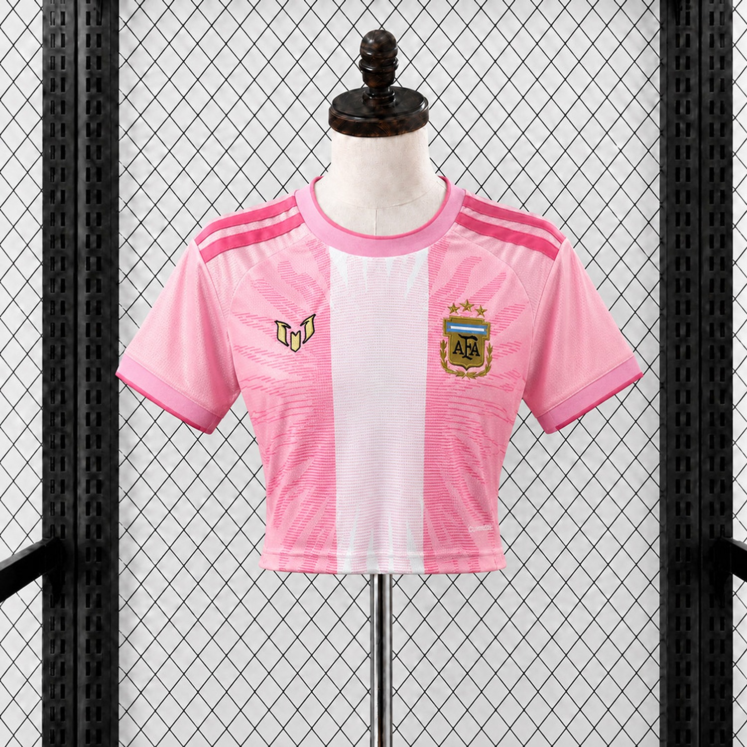 Women's Argentina 2026 MESSI Tribute Pink Cropped Jersey - Fans Version - UnitedFutballJersey