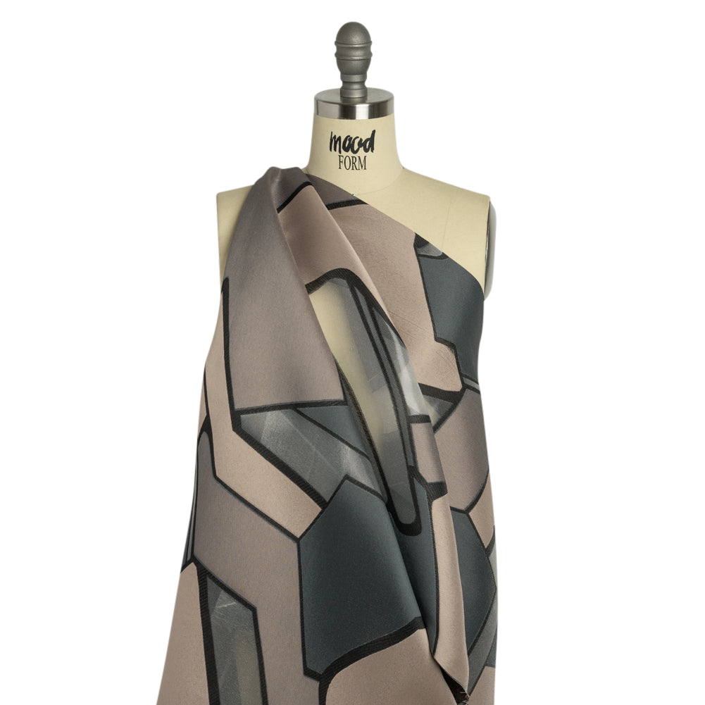 Taupe, Charcoal and Black Abstract Luxury Burnout Brocade - Joann Fabrics