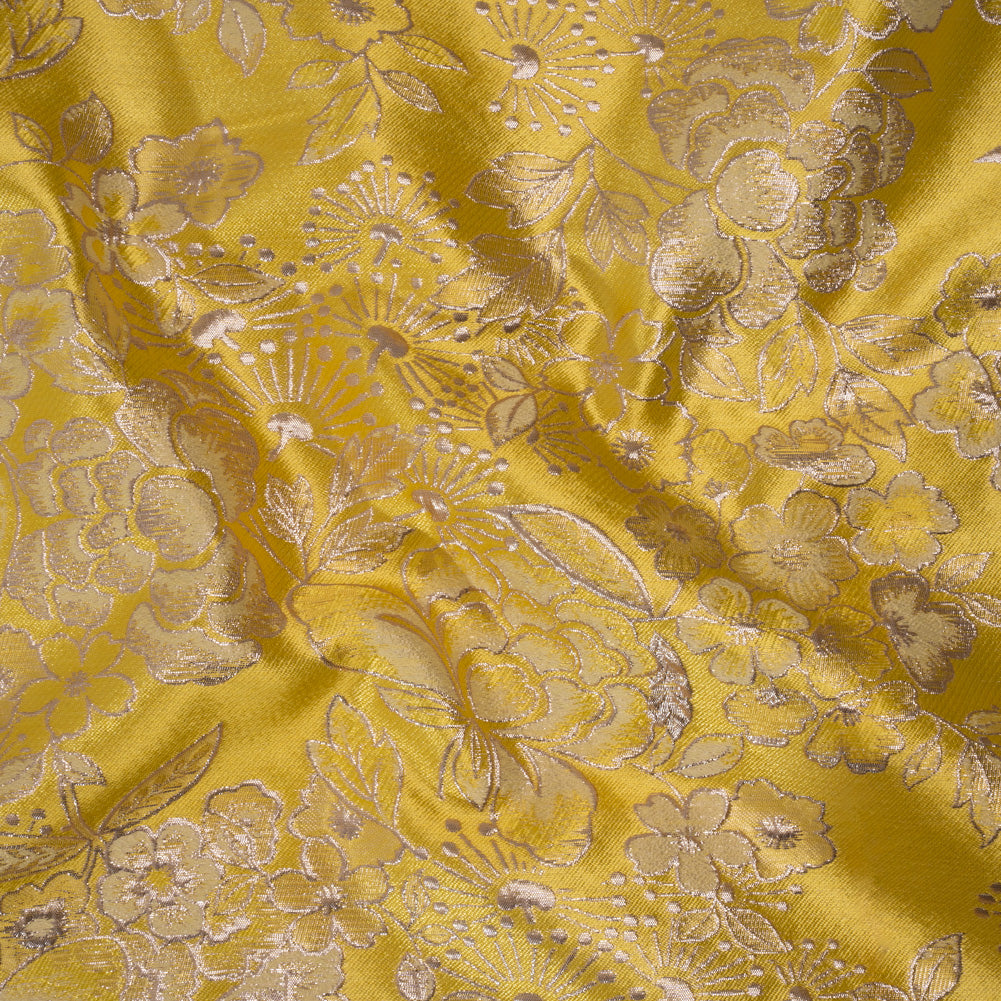Metallic Brocade - Sunshine Yellow and Gold Flower Garden - Joann Fabrics