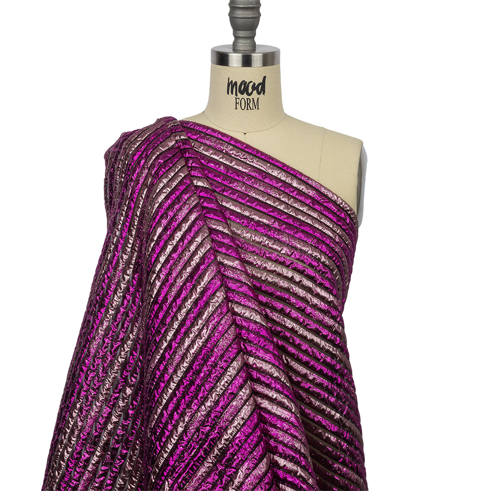 Metallic Magenta Pink and Taffy Pink Luxury Striped Burnout Brocade - Joann Fabrics