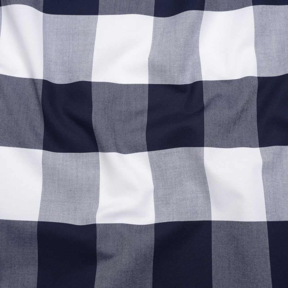 Cotton Oxford Shirting - Dark Blue and White Buffalo Check - Deadstock - Joann Fabrics