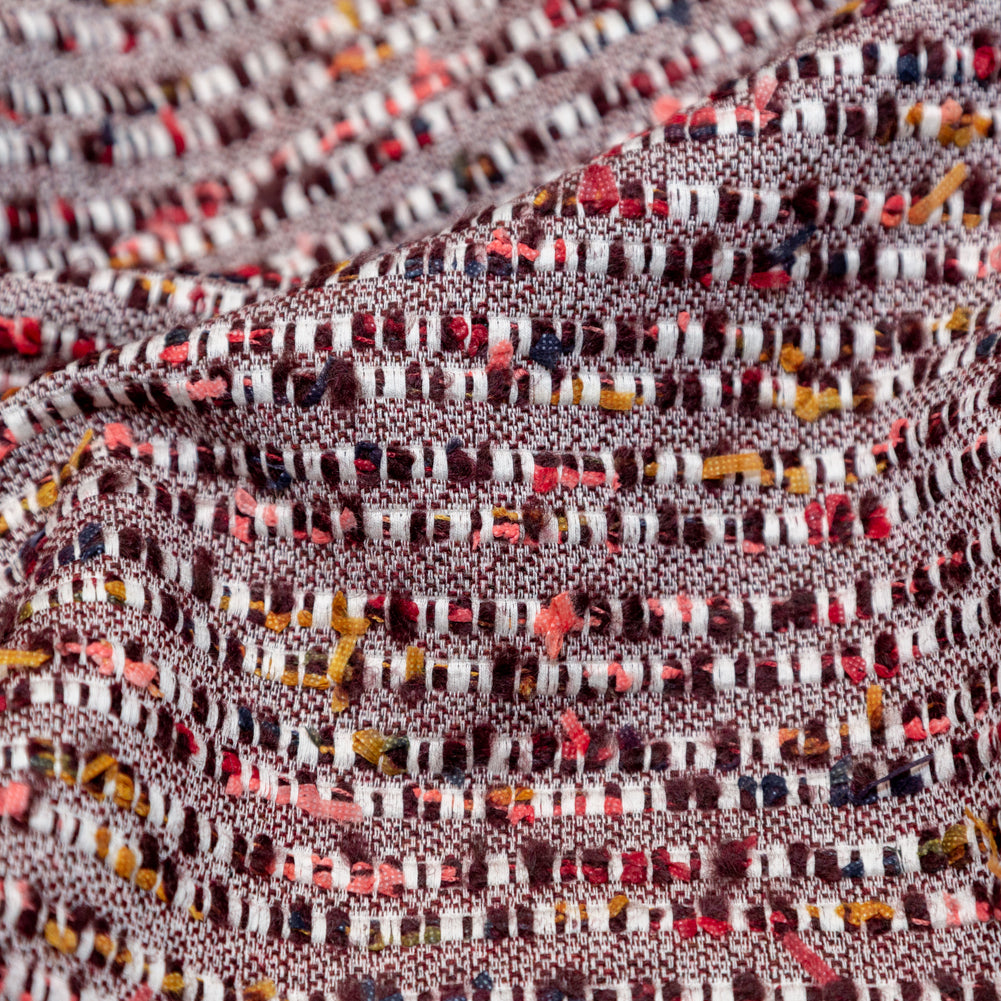 Burgundy and White Striped Cotton and Wool Tweed - Joann Fabrics