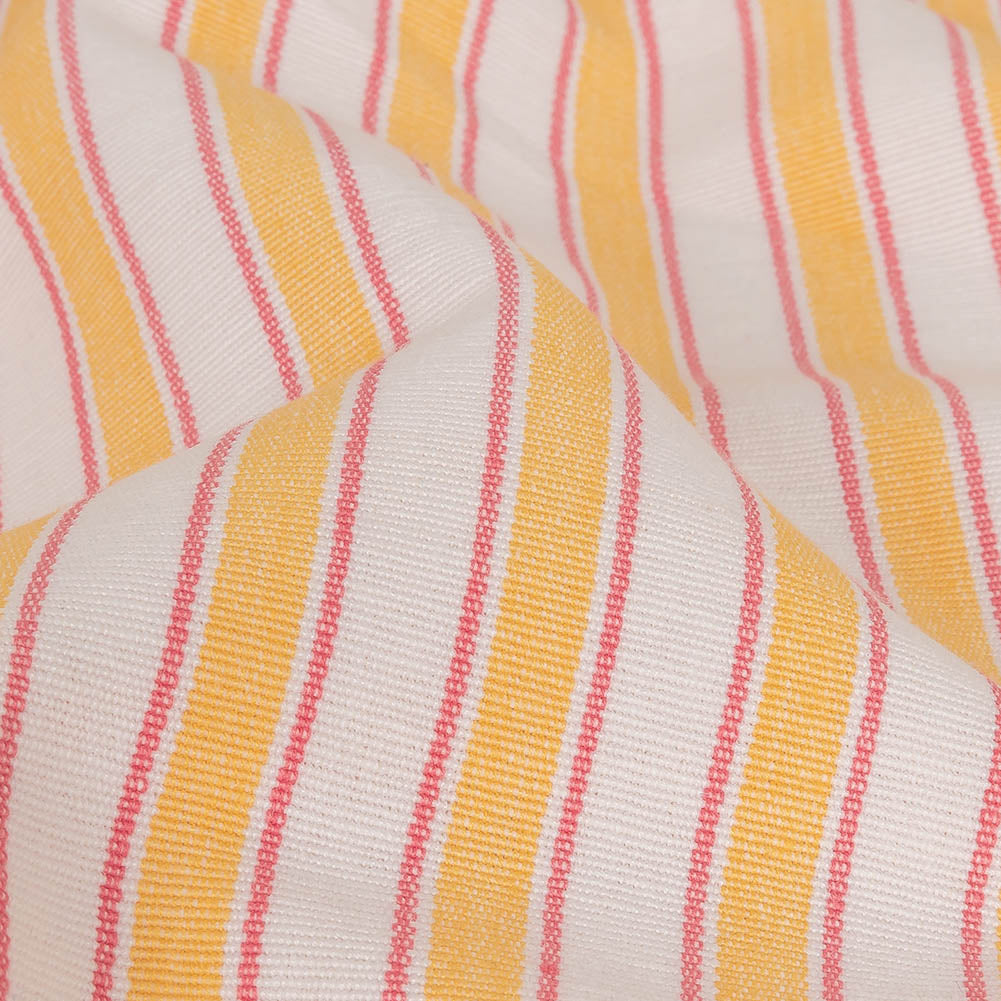 Citrus Yellow, Rose and White Striped Handwoven Cotton - Joann Fabrics