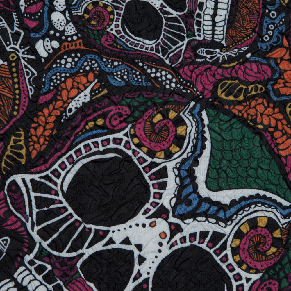 Multicolor Skull Printed Wrinkled Faux Plisse - Joann Fabrics