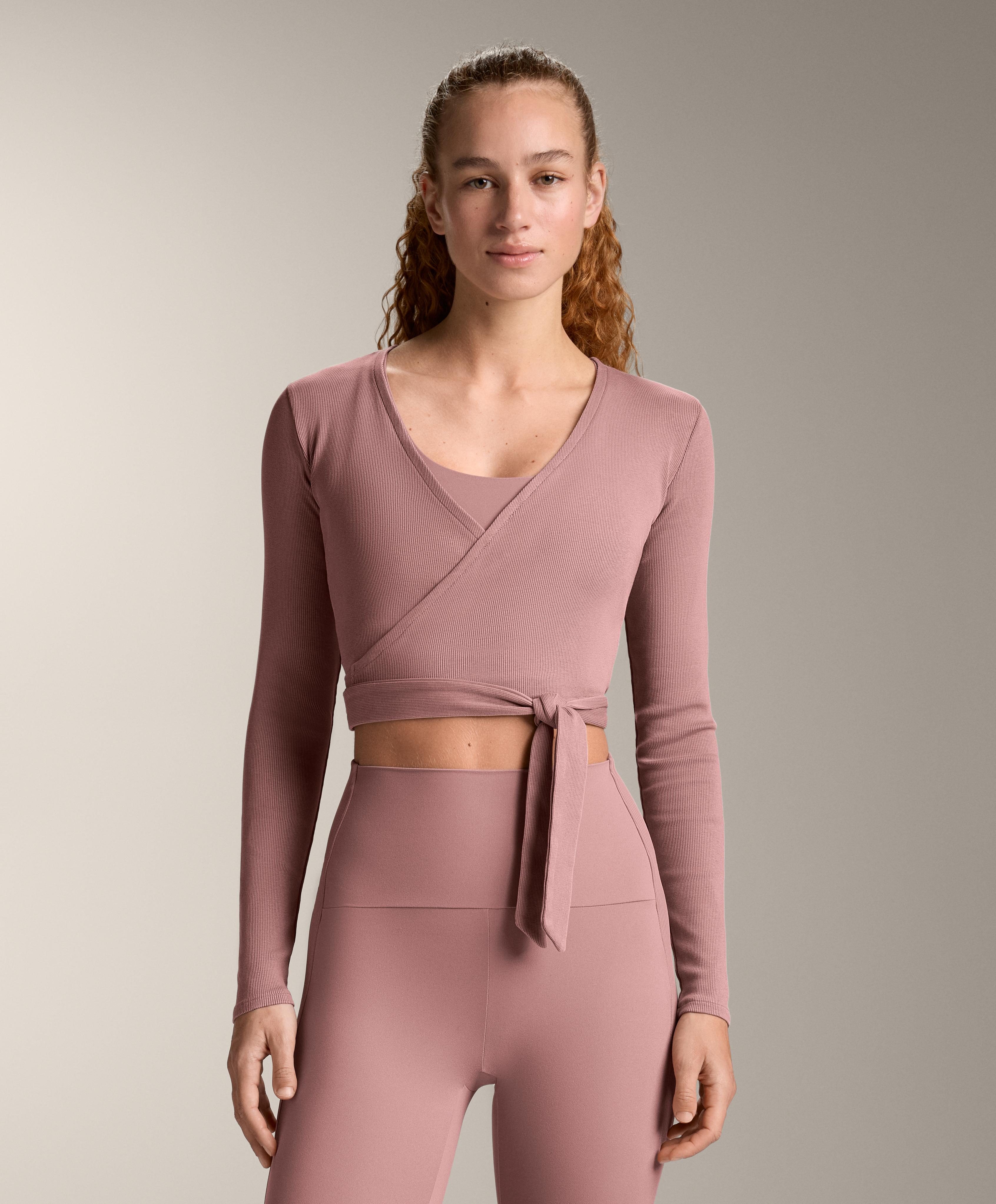 Rib cotton blend wrap top