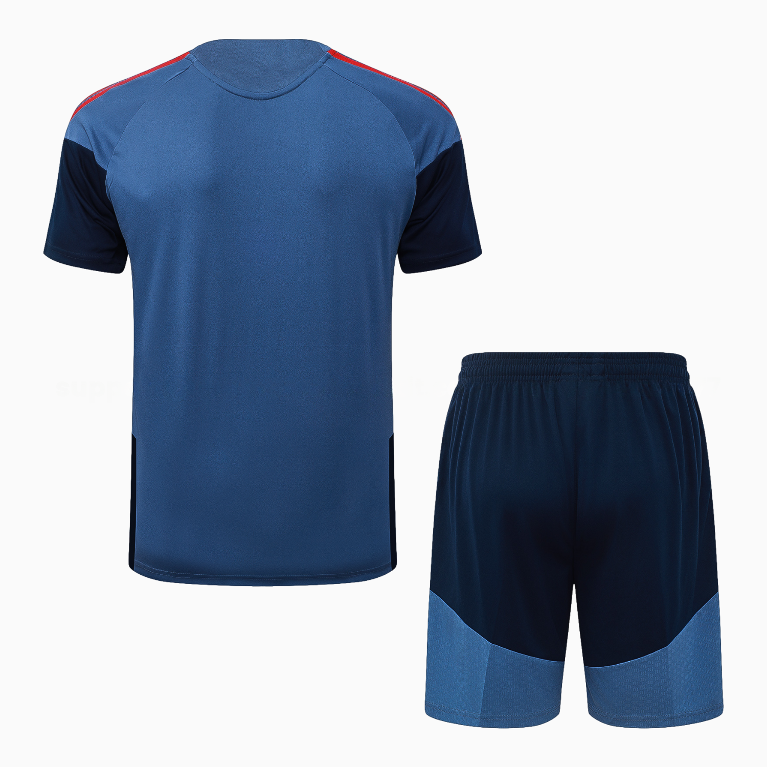 Bayern Munich 26-27 Short-Sleeve Training Set - Grey-Blue Top & Deep Navy Blue Shorts - UnitedFutballJersey