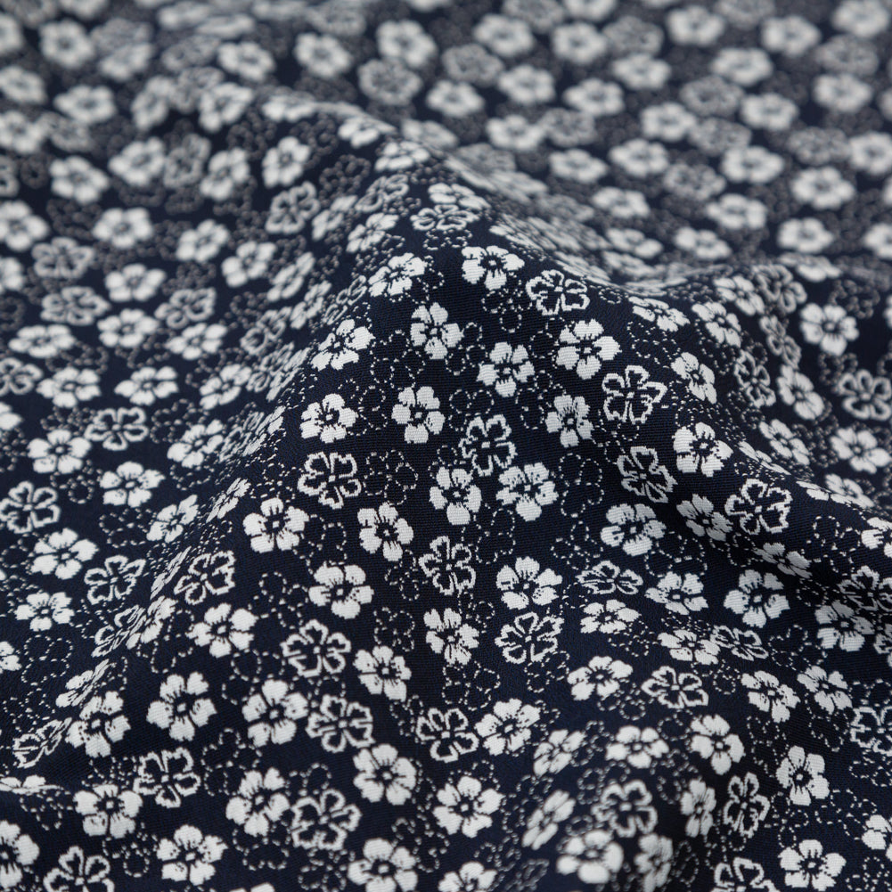 French Navy and White Floral Jacquard - Joann Fabrics
