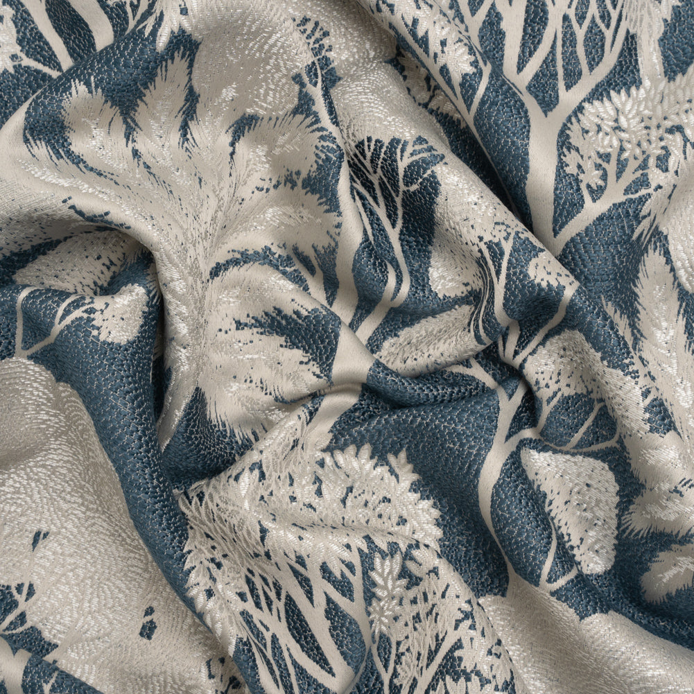 Recycled Polyester Drapery Jacquard - Indigo Jungle Trees - British Imported - Joann Fabrics