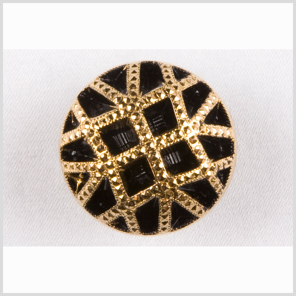 Black and Gold Studded Glass Shank Back Button - 22L/14mm - Joann Fabrics