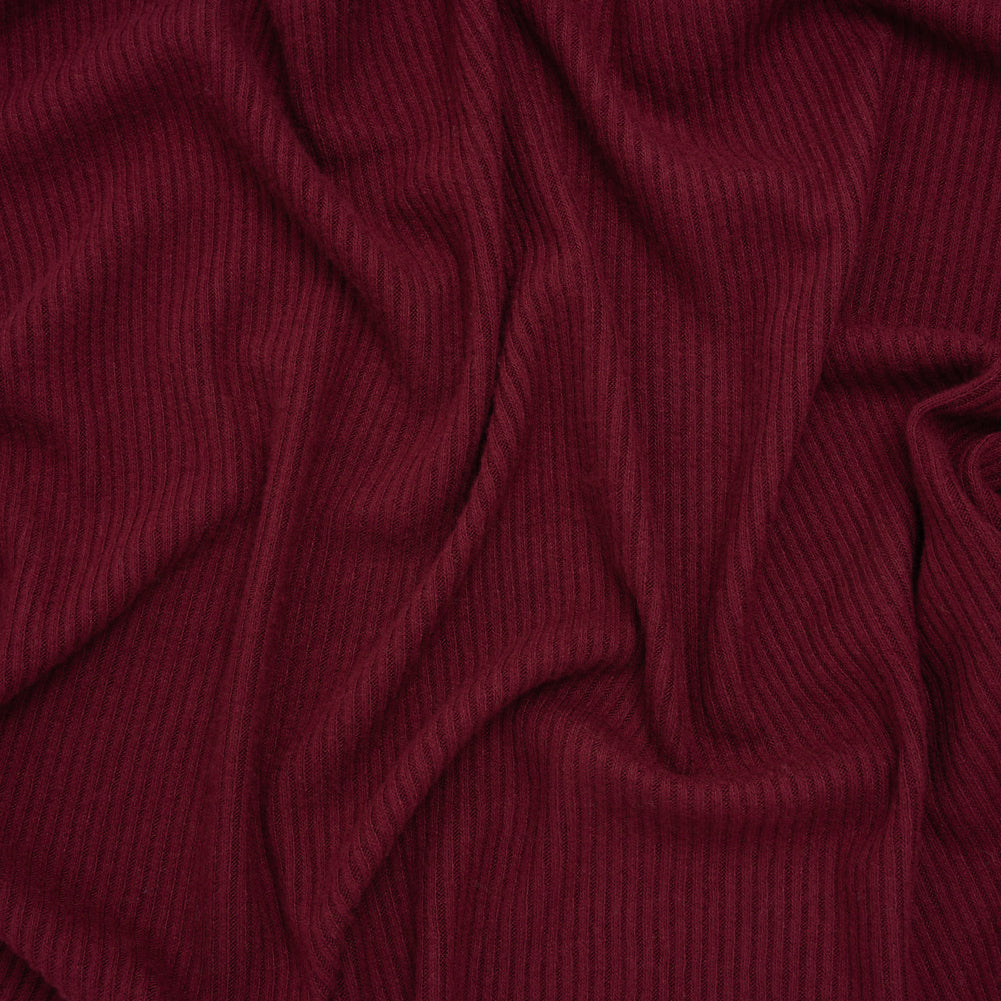 Brushed Cozy Stretch Viscose 2x2 Rib Knit - Wine - Deadstock - Joann Fabrics
