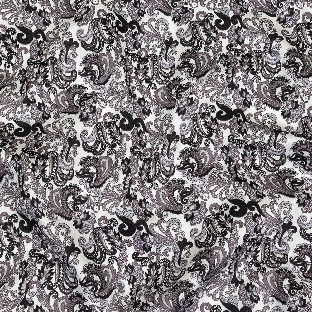 Tap Shoe, Snow White and Misty Lilac Paisley Cotton Sateen - Joann Fabrics