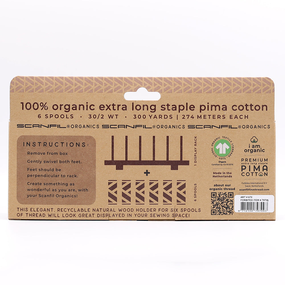 SCANFIL® 30wt Organic Pima Cotton Thread Set - 6ct 300yd Spools & Wood Rack - Harvest Time - Joann Fabrics