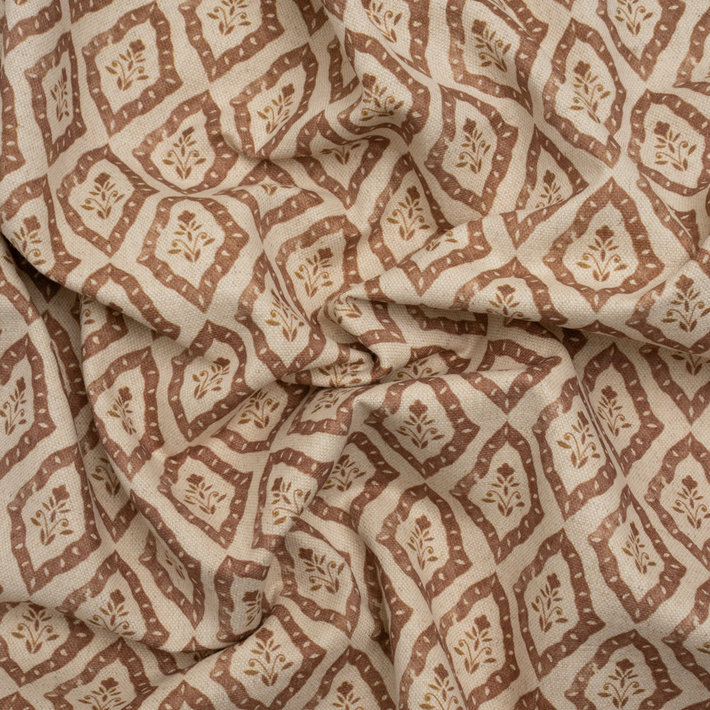 Brushed Cotton and Linen Canvas Print - Sienna Framed Floral - British Imported - Joann Fabrics