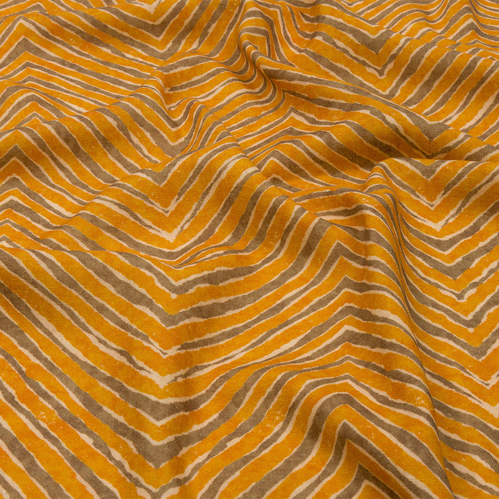 Linen and Rayon Woven - Taupe and Orange Painterly Chevrons - August Attitude Print - Mood Exclusive Palm Beach Collection - Joann Fabrics