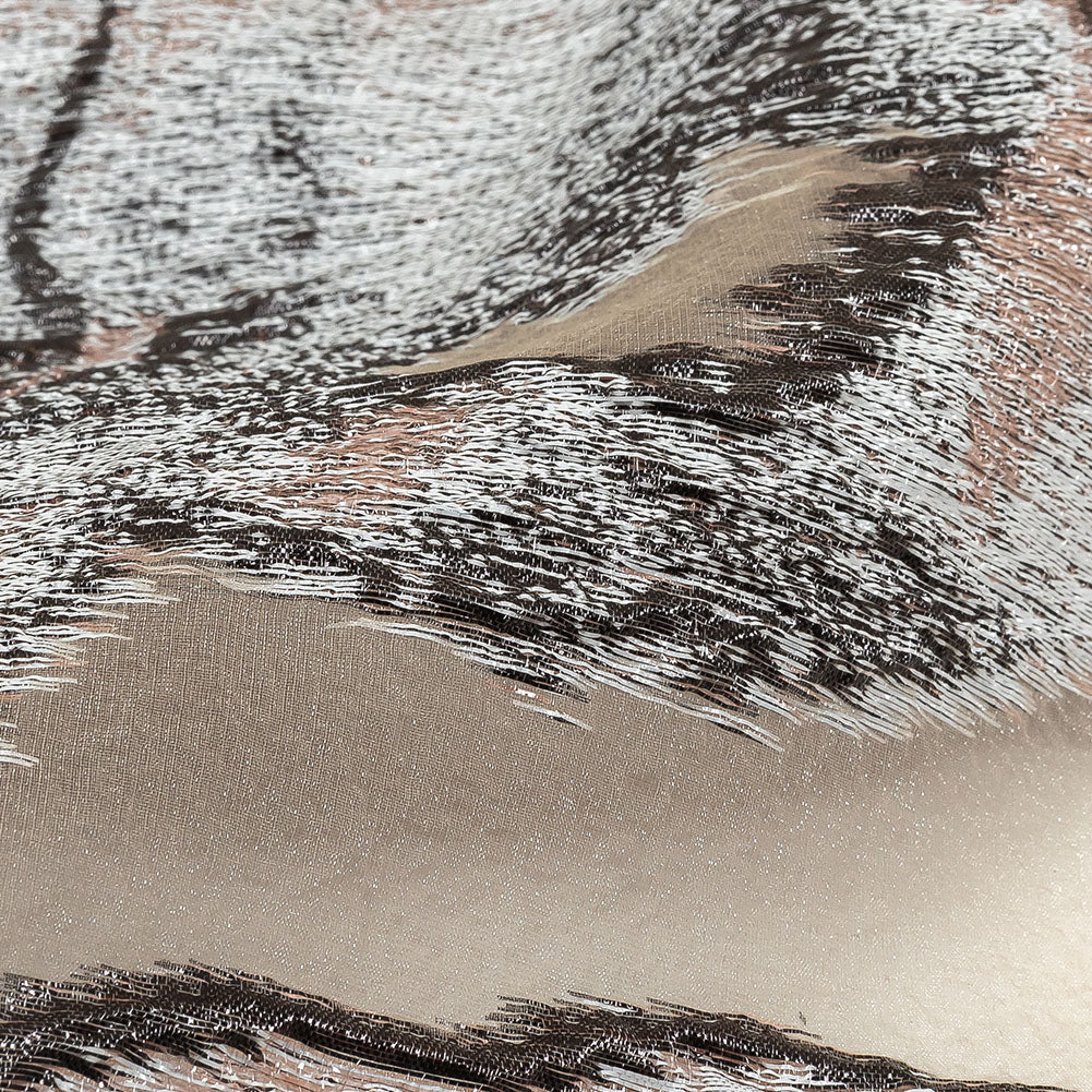 Metallic Black, White and Beige Oversized Flowers Luxury Burnout Brocade - Joann Fabrics