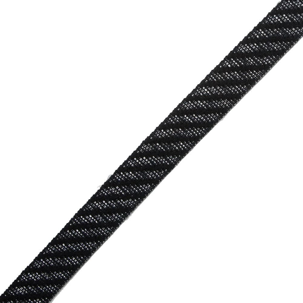 Black and Gray Regimental Striped Woven Trim - 0.625