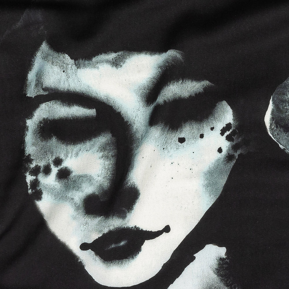 Rayon Challis - Black and White Ghostly Faces - Unearthly Portrait Print - Mood Exclusive Twilight Collection - Joann Fabrics