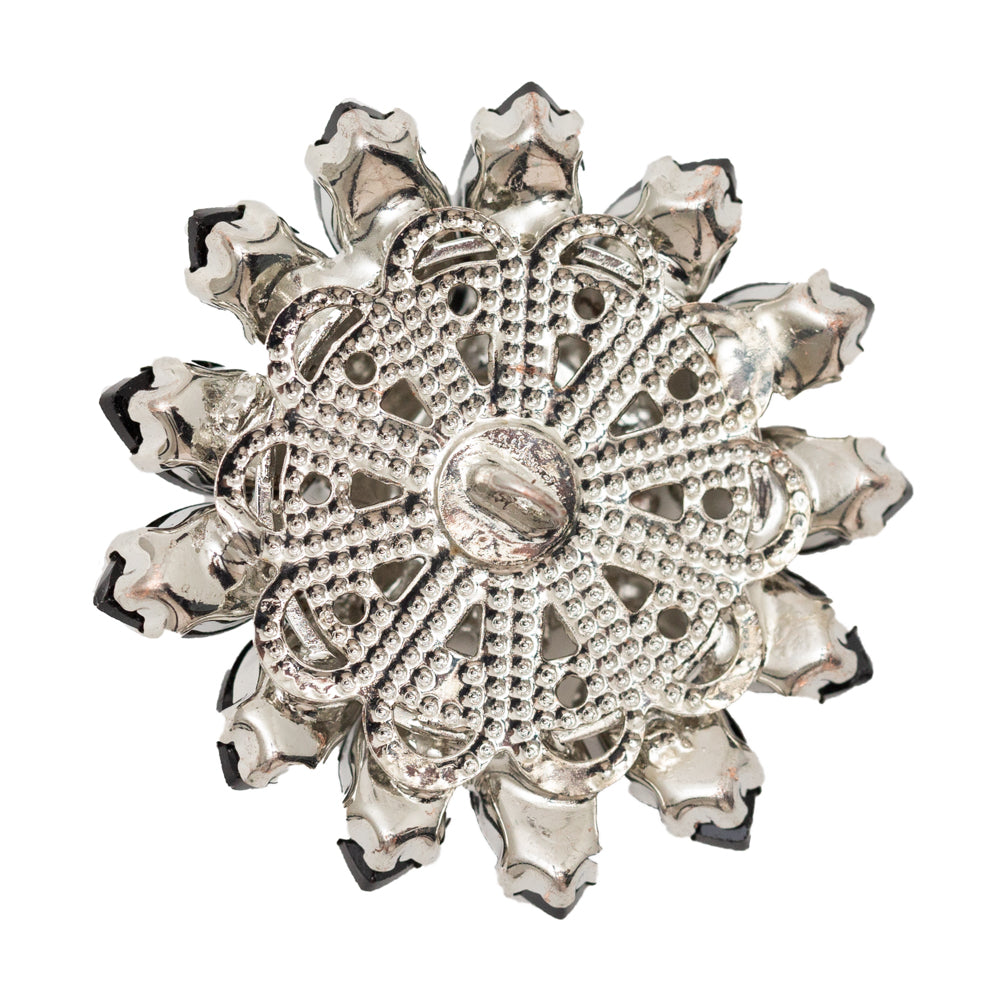 Italian Black and Crystal Floral Rhinestone Button - 50L/32mm - Joann Fabrics