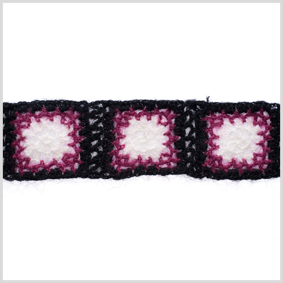 Black/Magenta/White Squares Crochet Lace Trim - Joann Fabrics