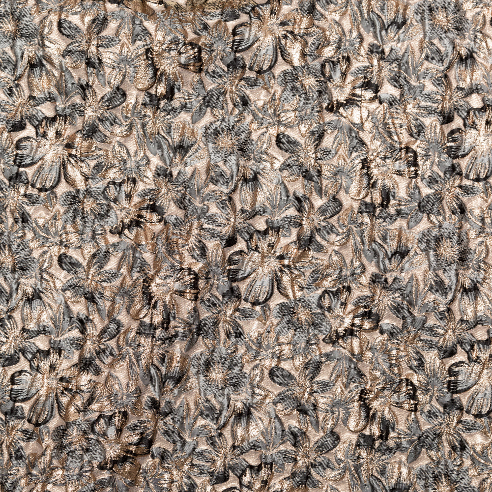 Metallic Antique Bronze, Portabella, Flint Gray and Black Floral Luxury Brocade - Joann Fabrics