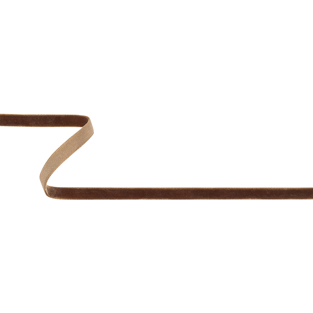 Teddy Bear Brown Single Face Velvet Ribbon - 0.3125