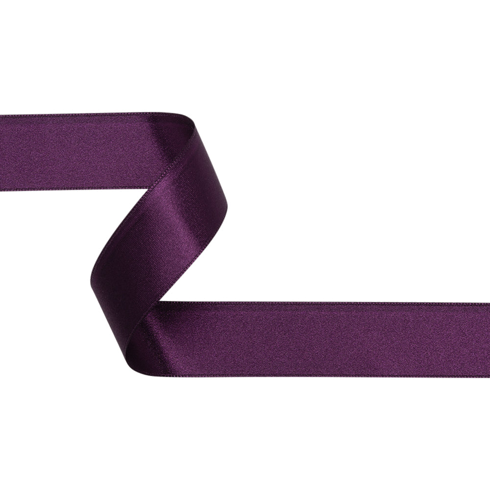 Deep Plum Double Face French Satin Ribbon - 1
