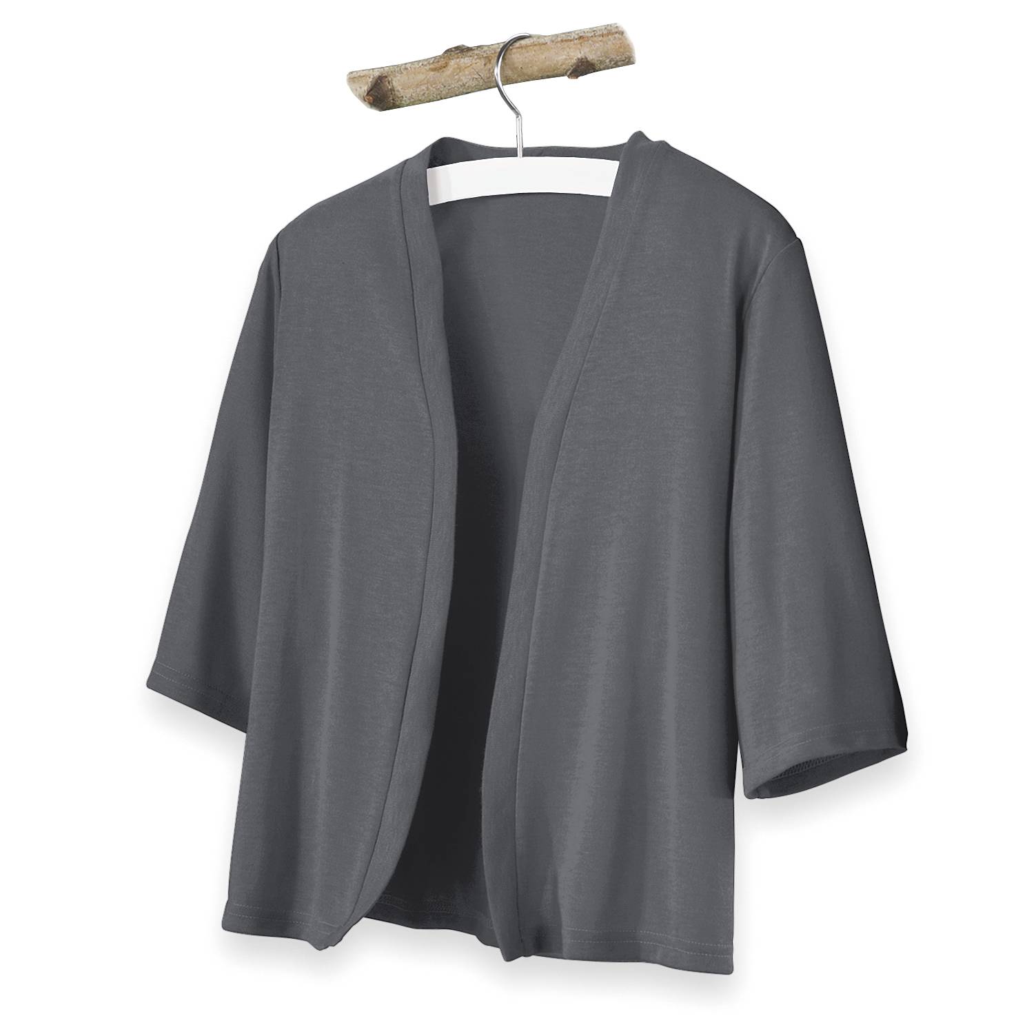 Silky Fine Gauge Knit Cardigan, Open Front, Elbow Length Sleeves - Northstyle Catalog