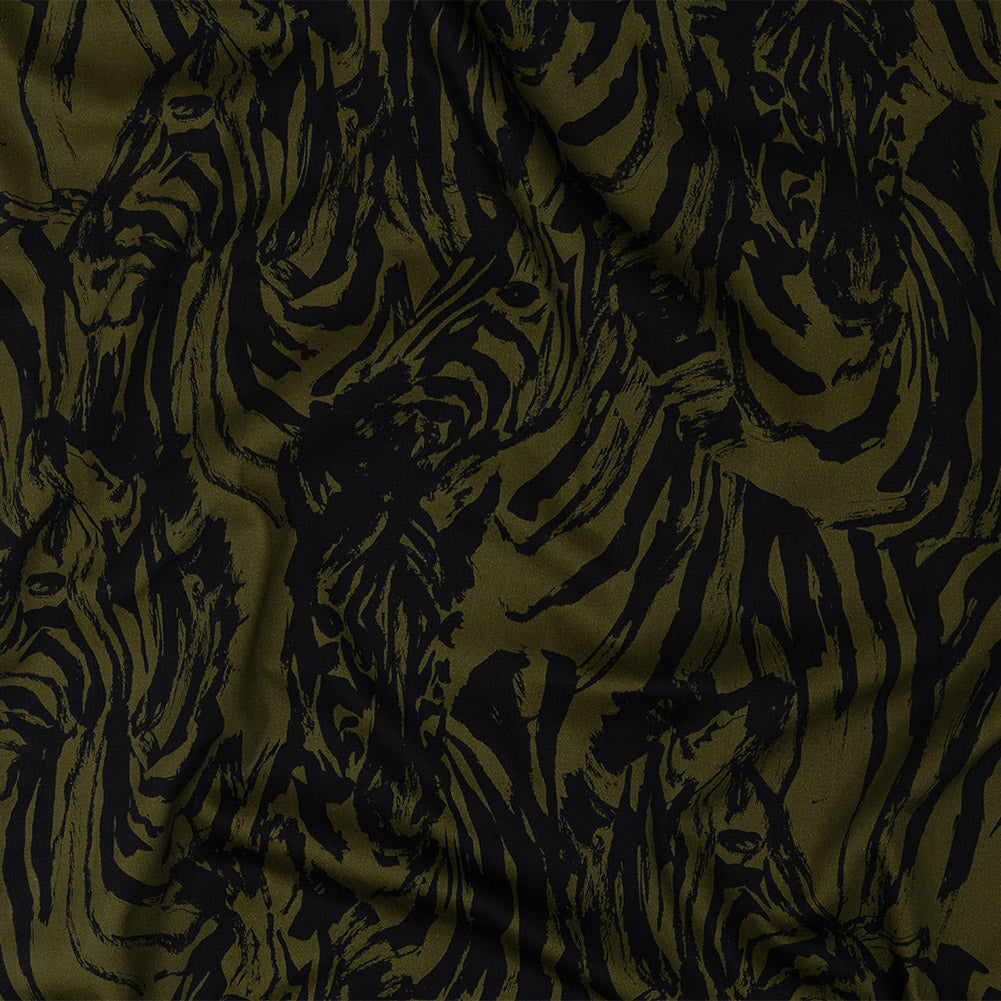 Stretch Cotton Sateen - Olive Zebras and Stripes - Marajo Print - Mood Exclusive Rio Collection - Joann Fabrics